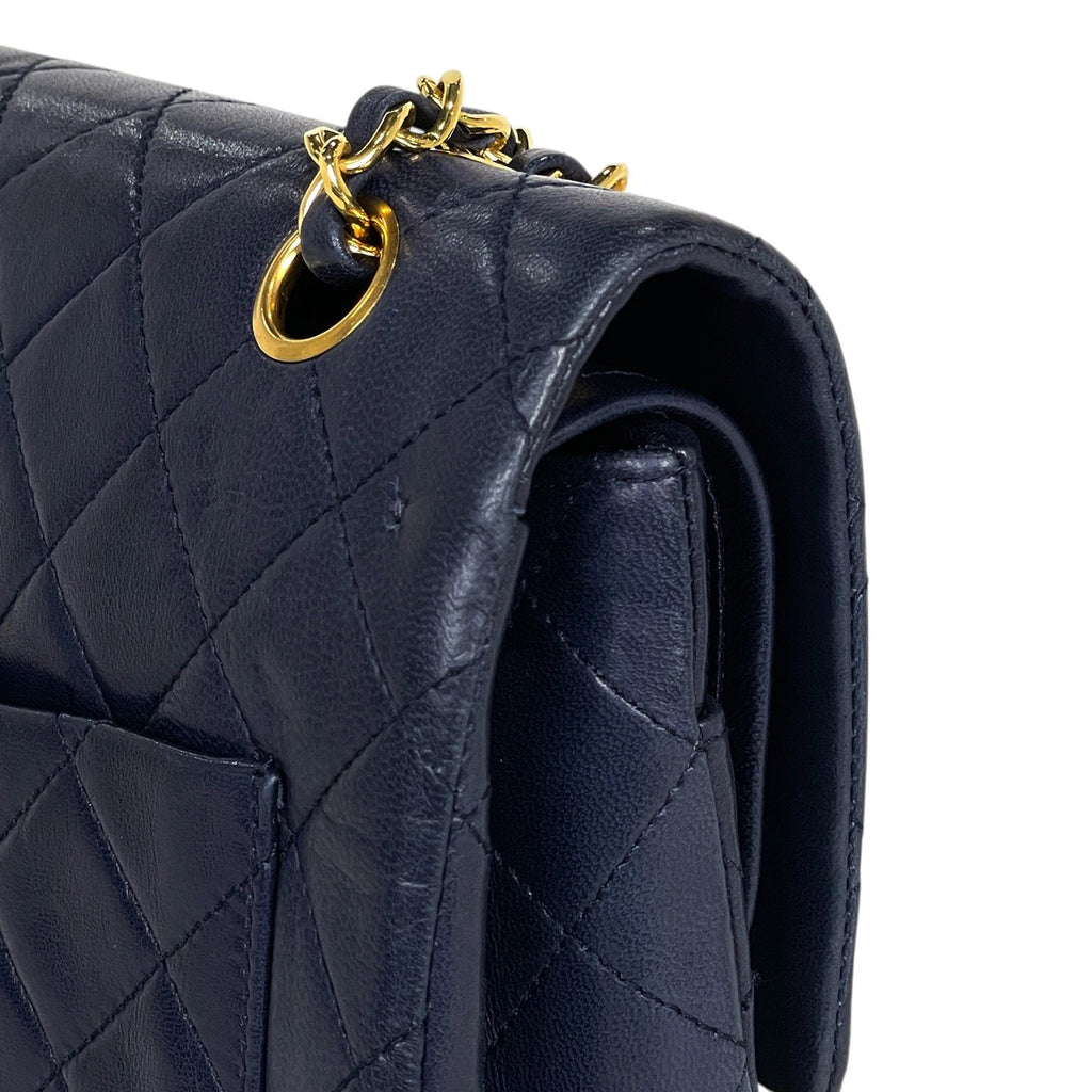 【ジャンク品】シャネル マトラッセ Wフラップ チェーン ショルダーバッグ ココマーク ショルダーバッグ レザー ネイビー レディース 【中古】brbag