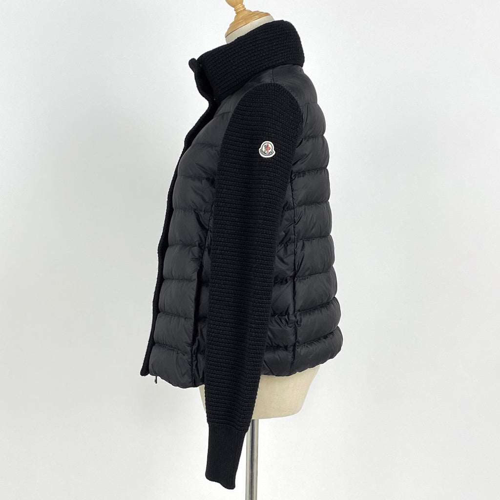 モンクレール ロゴ ダウンカーディガン MAGLIONE TRICOT CARDIGAN ダブルファスナー アウター その他ジャケット ブラック レディース 【中古】brapp