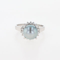 パール デザインリング 真珠 プラチナ 指輪 メレダイヤ リング 12.5号 Pt900 パール ダイヤモンド レディース 【中古】nbjwl