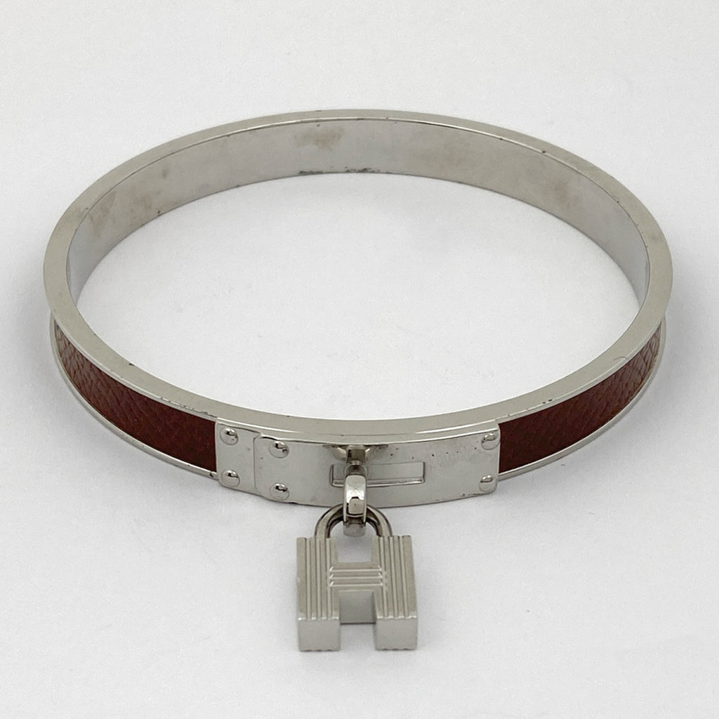 エルメス ケリー バングル 腕輪 カデナ バングル メタル レザー シルバー レッド レディース 【中古】bracc