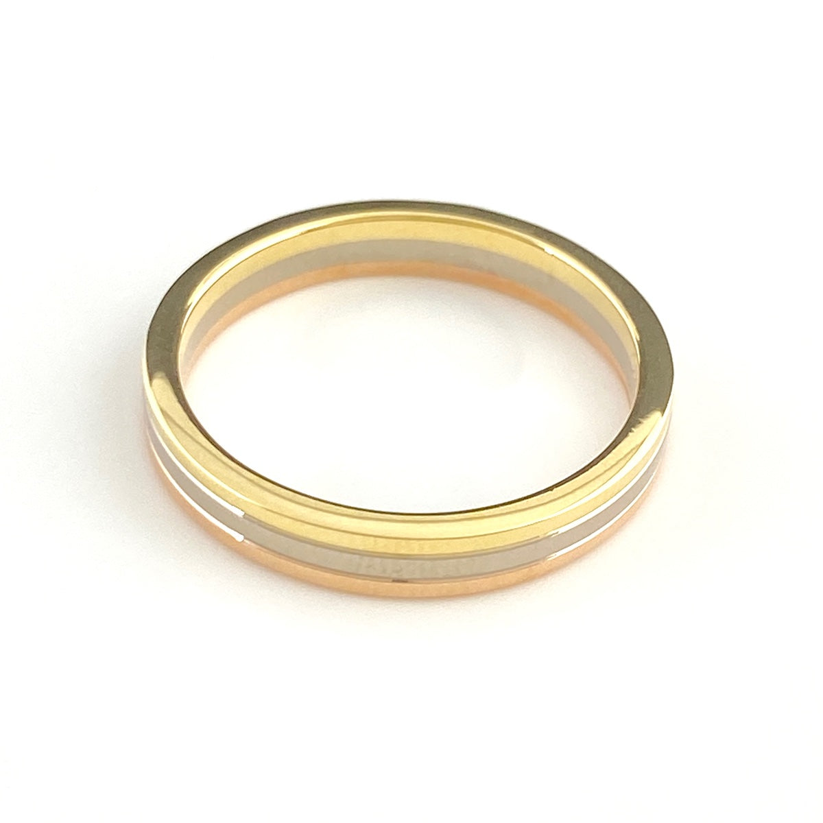 カルティエ　ゴールドシルバー二重リング バイセル公式】カルティエ スリーカラー リング YG イエローゴールド