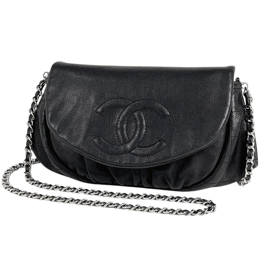 シャネル ココマーク チェーン ショルダーバッグ ショルダーバッグ レザー ブラック レディース 【中古】brbag