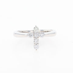 クロスモチーフ デザインリング プラチナ 指輪 メレダイヤ リング 11号 Pt900 ダイヤモンド レディース 【中古】nbjwl