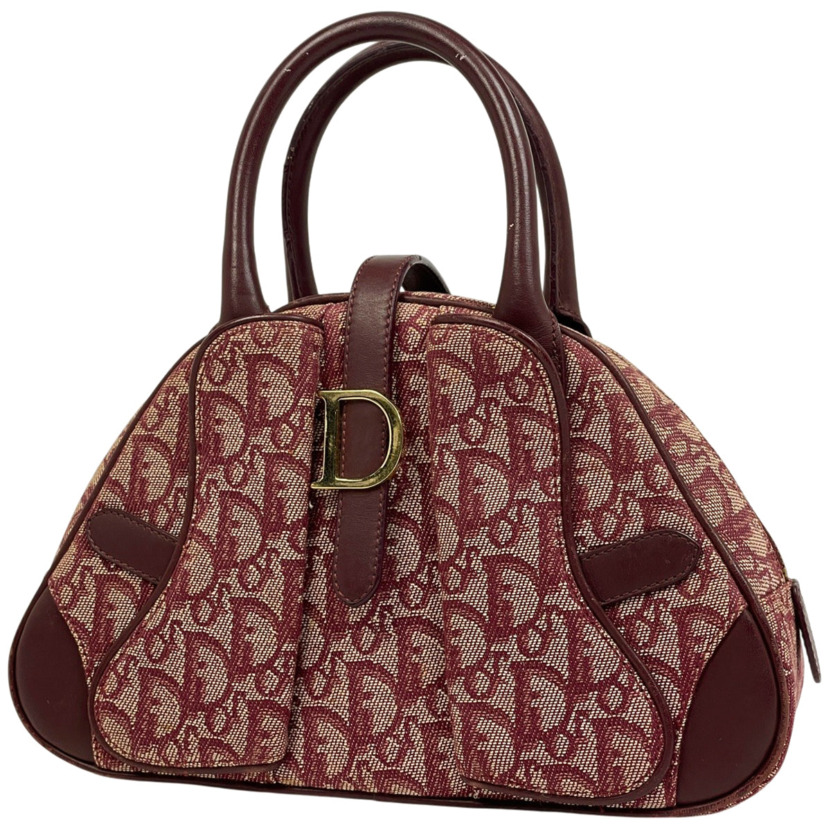 Dior トロッター　ダブルサドル　ハンドバッグ　ブラウン クリスチャンディオール トロッター柄 ダブルサドル ハンドバッグ