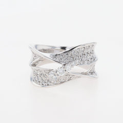 メレダイヤ デザインリング WG ホワイトゴールド 指輪 リング 12号 K18 WG ダイヤモンド レディース 【中古】nbjwl