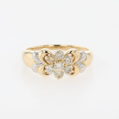 メレダイヤ デザインリング YG イエローゴールド プラチナ 指輪 リング 11.5号 Pt900 ダイヤモンド レディース 【中古】nbjwl