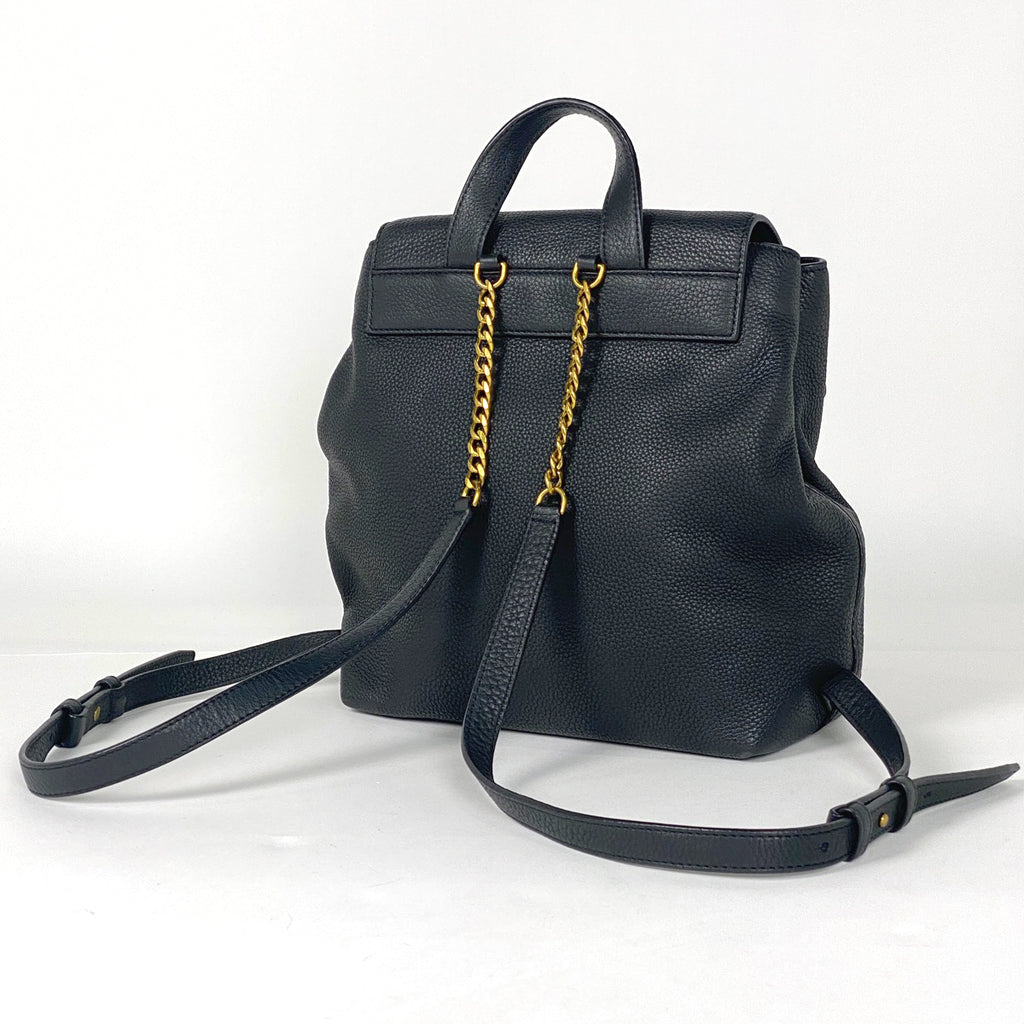 トリーバーチ ロゴ リュックサック バッグパック チェーン リュック レザー ブラック レディース 【中古】brbag
