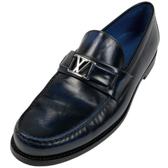 ルイ・ヴィトン ロゴ ローファー ビジネスシューズ グラデーション 靴 ローファー レザー ブラック ブルー メンズ 【中古】brapp