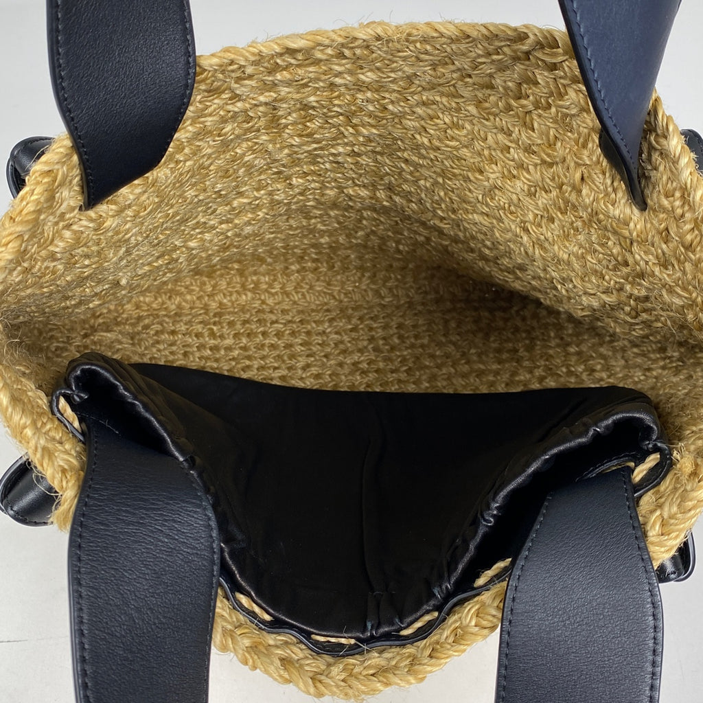 セリーヌ デザイン トートバッグ 肩掛け トートバッグ ラフィア ナチュラル ネイビー レディース 【中古】brbag