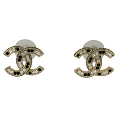 シャネル ココマーク ラインストーン ピアス CC ピアス GP ゴールド ブラック レディース 【中古】bracc