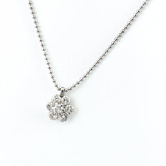 フラワーモチーフ デザインネックレス プラチナ ペンダント メレダイヤ 花 ネックレス Pt900 Pt850 ダイヤモンド レディース 【中古】nbjwl