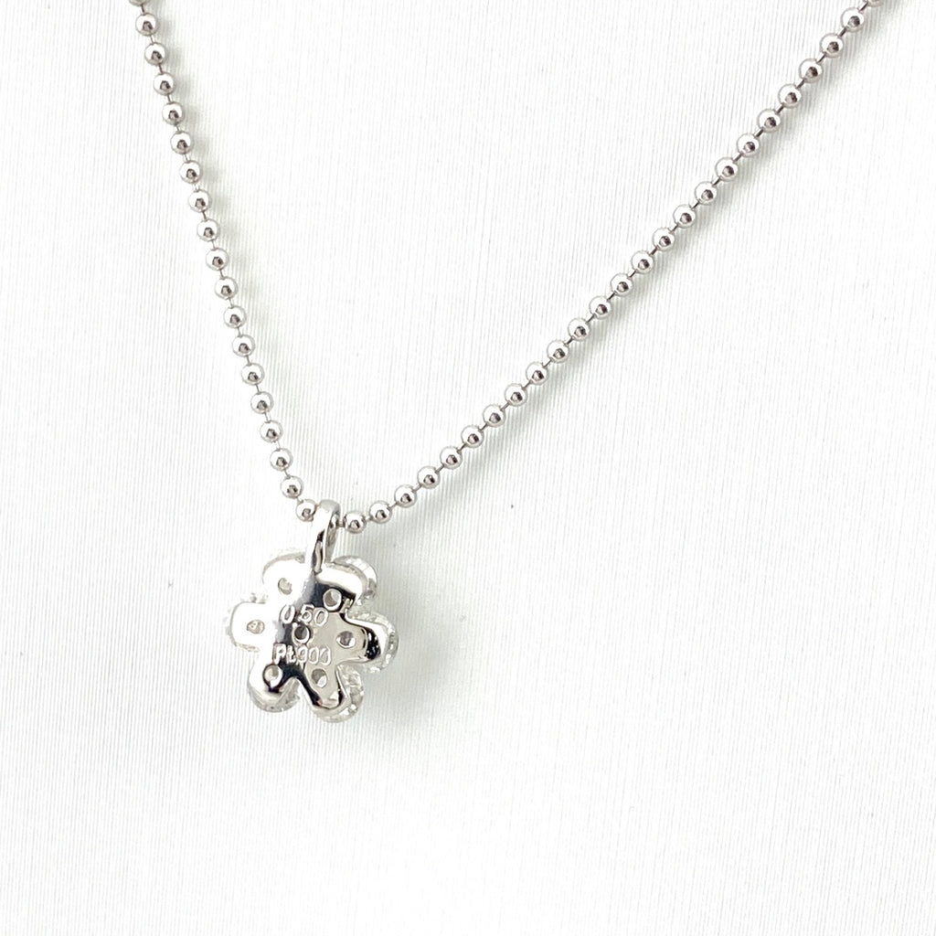 フラワーモチーフ デザインネックレス プラチナ ペンダント メレダイヤ 花 ネックレス Pt900 Pt850 ダイヤモンド レディース 【中古】nbjwl