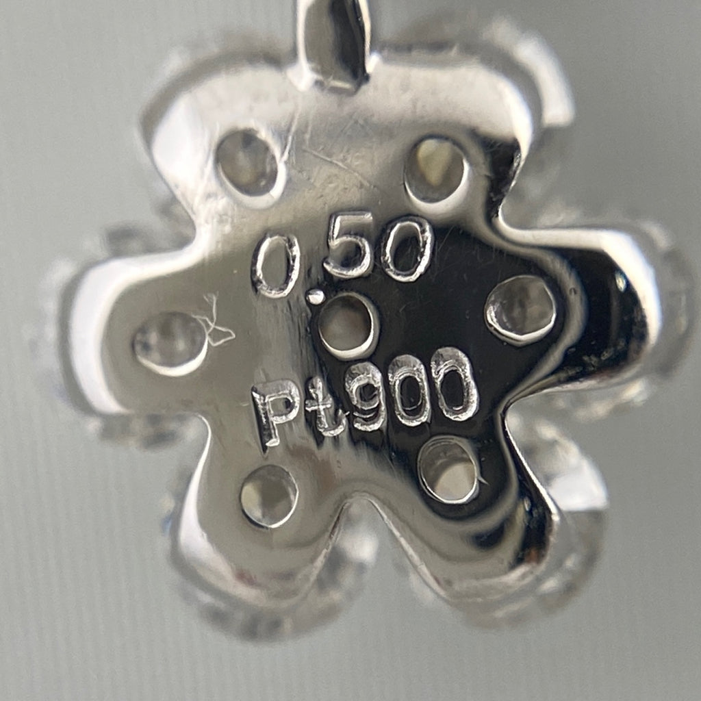 フラワーモチーフ デザインネックレス プラチナ ペンダント メレダイヤ 花 ネックレス Pt900 Pt850 ダイヤモンド レディース 【中古】nbjwl