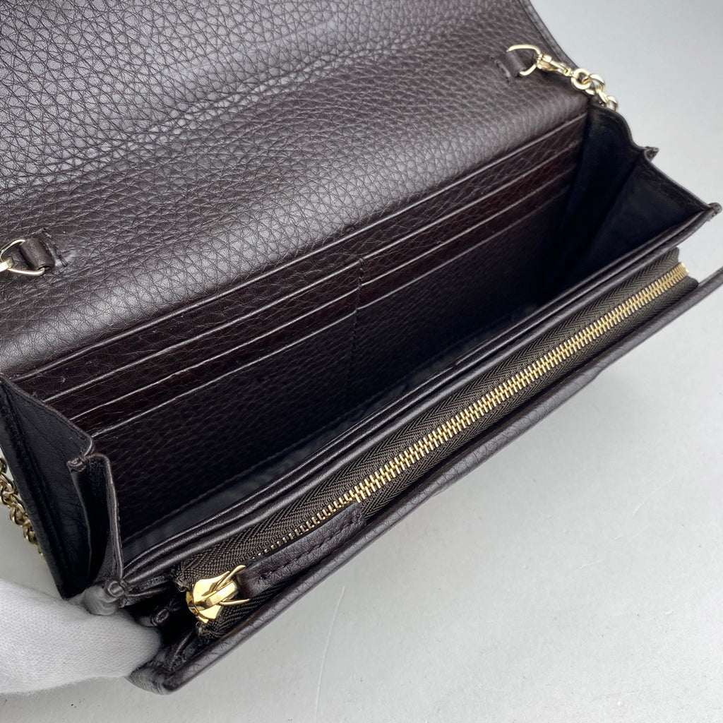 グッチ ホースビット 長財布 チェーンウォレット シェリーライン ウェブ 長財布 レザー ブラウン 245753 レディース 【中古】brbag