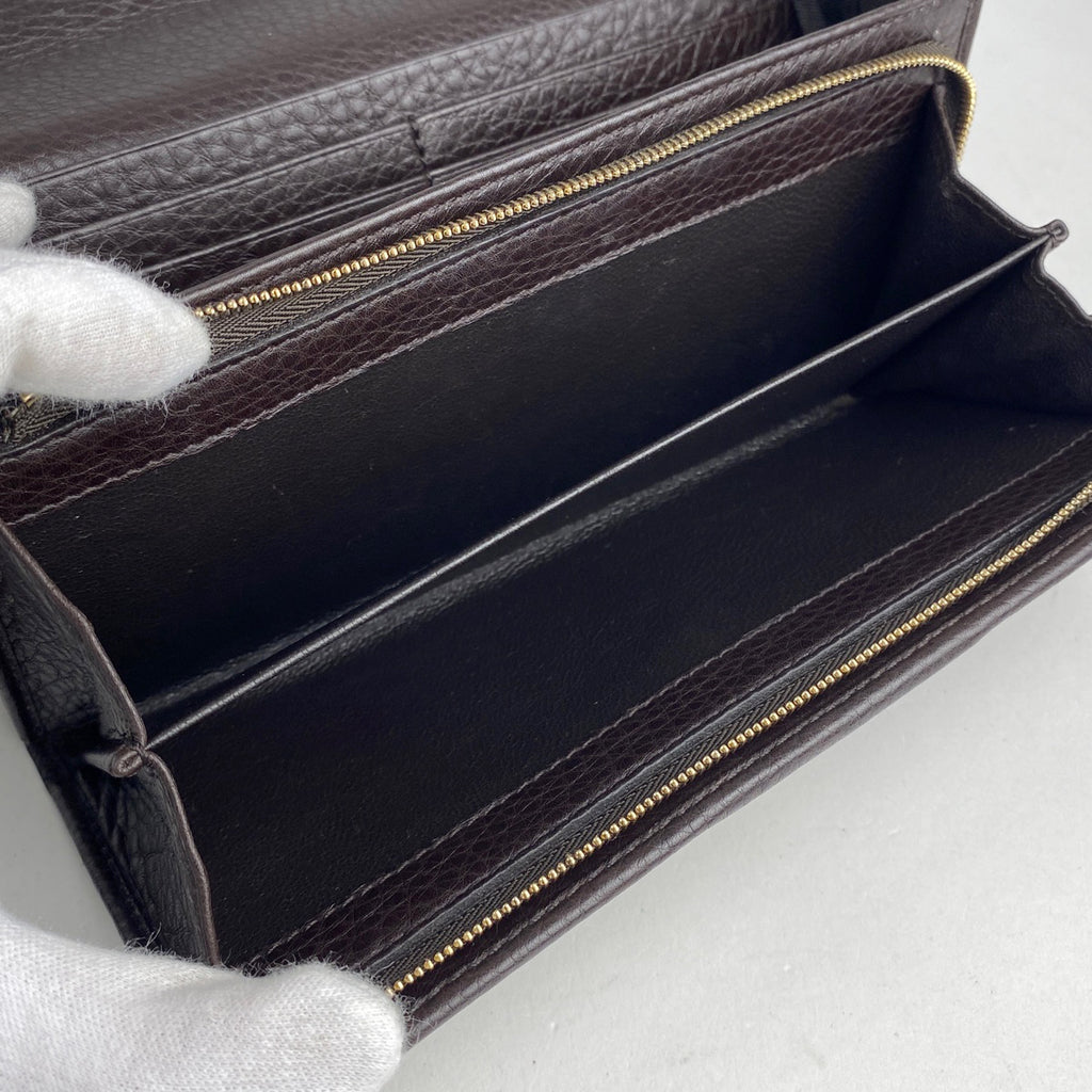 グッチ ホースビット 長財布 チェーンウォレット シェリーライン ウェブ 長財布 レザー ブラウン 245753 レディース 【中古】brbag