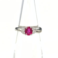 ルビー デザインリング プラチナ 指輪 メレダイヤ リング 7号 Pt900 ルビー ダイヤモンド レディース 【中古】nbjwl