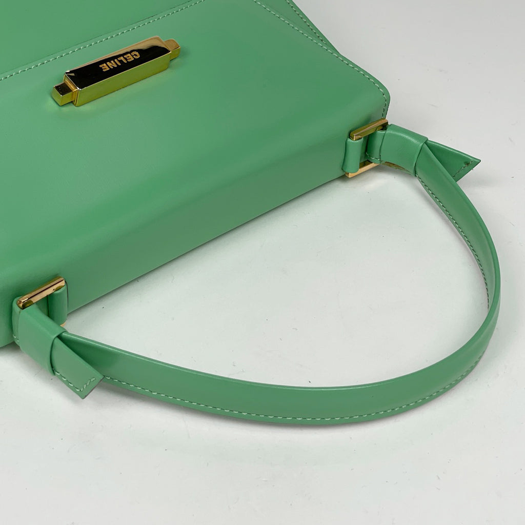 セリーヌ ロゴ ハンドバッグ レザー ライトグリーン レディース 【中古】brbag