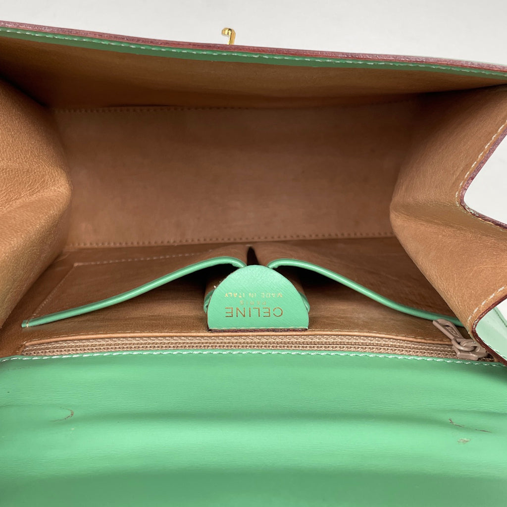 セリーヌ ロゴ ハンドバッグ レザー ライトグリーン レディース 【中古】brbag