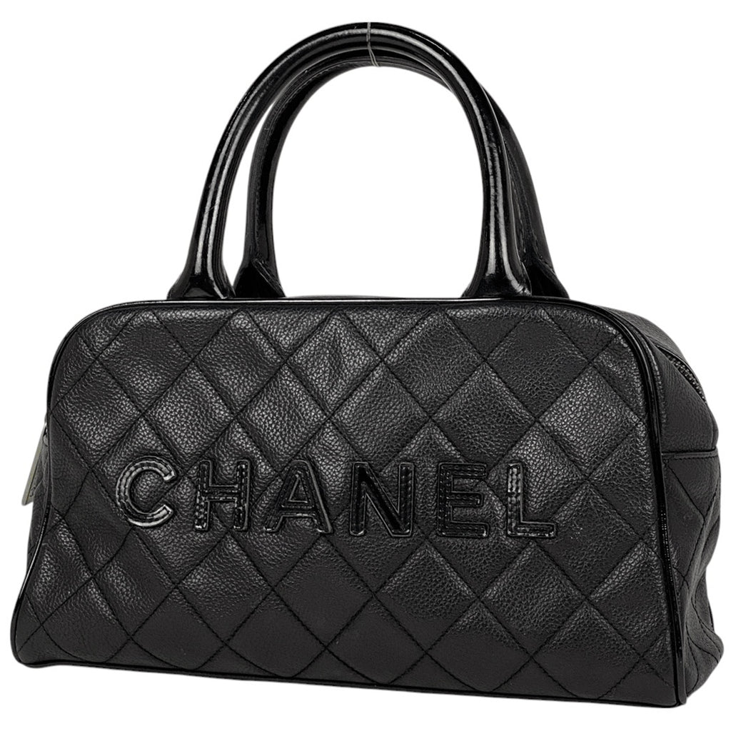 シャネル ロゴ ハンドバッグ マトラッセ ミニボストン ハンドバッグ レザー ブラック レディース 【中古】brbag
