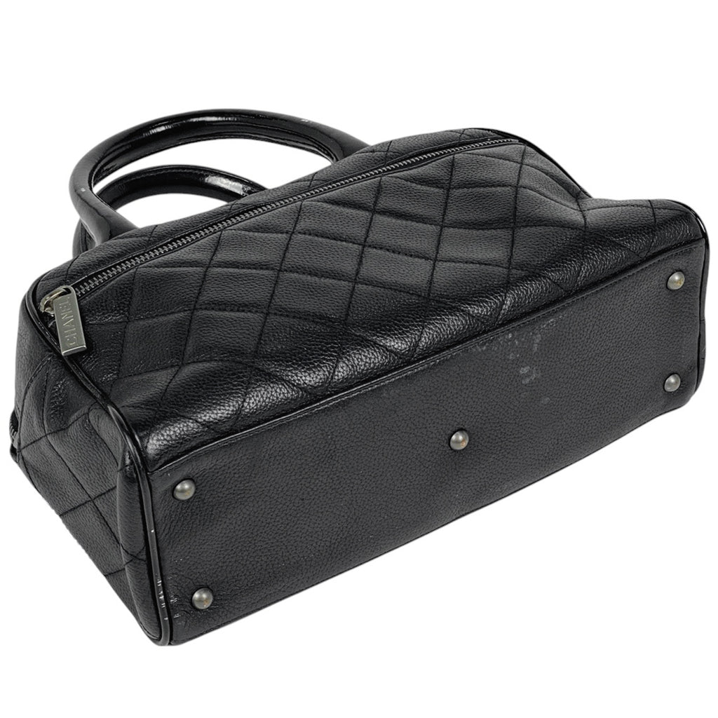 シャネル ロゴ ハンドバッグ マトラッセ ミニボストン ハンドバッグ レザー ブラック レディース 【中古】brbag