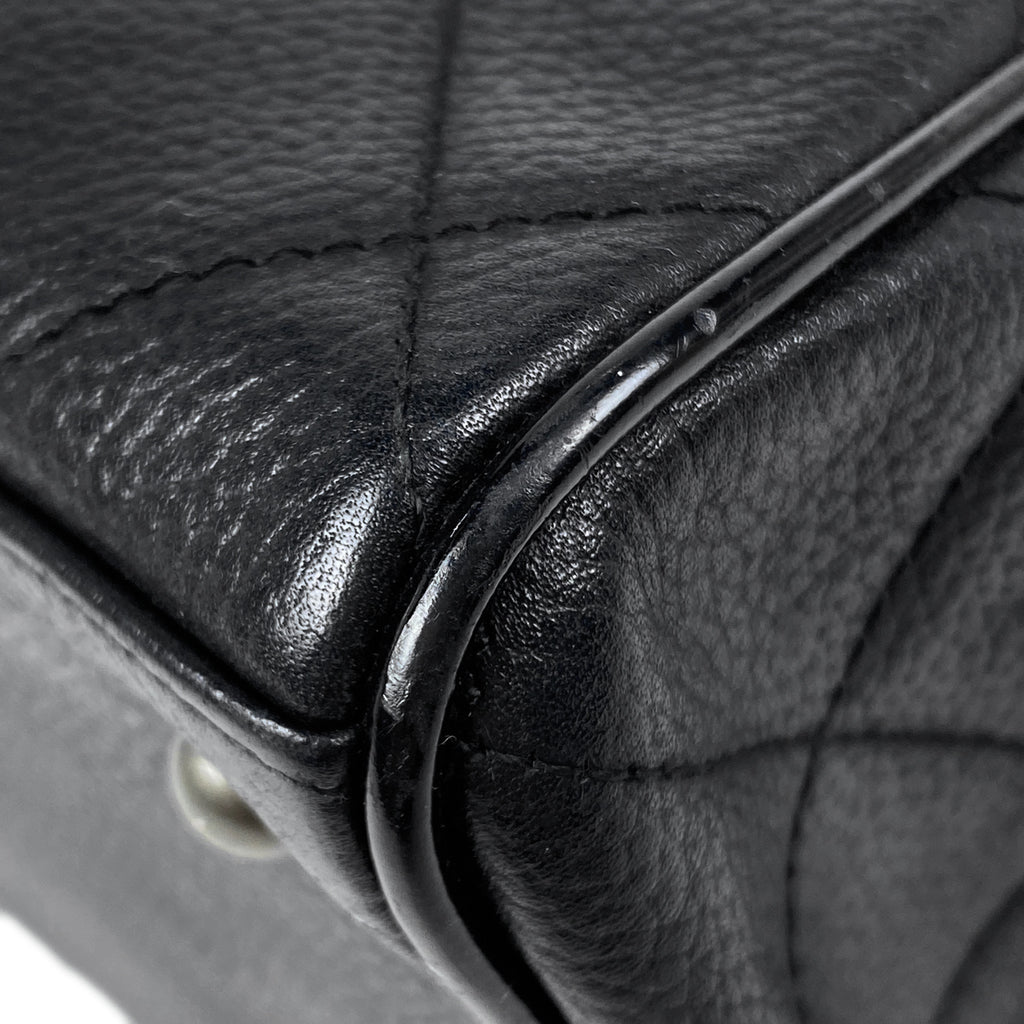 シャネル ロゴ ハンドバッグ マトラッセ ミニボストン ハンドバッグ レザー ブラック レディース 【中古】brbag