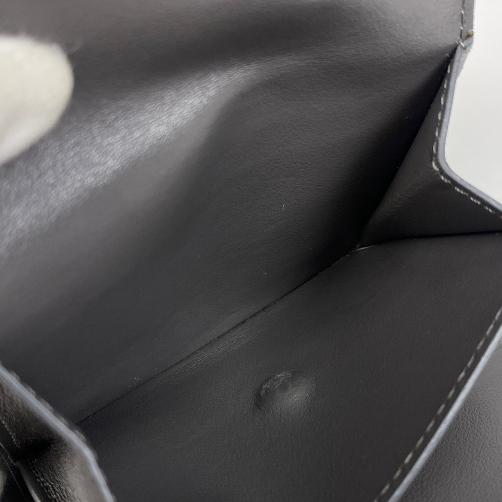 セリーヌ スモール トリフォールド ウォレット ロゴ 三つ折り財布 レザー グレー レディース 【中古】brbag
