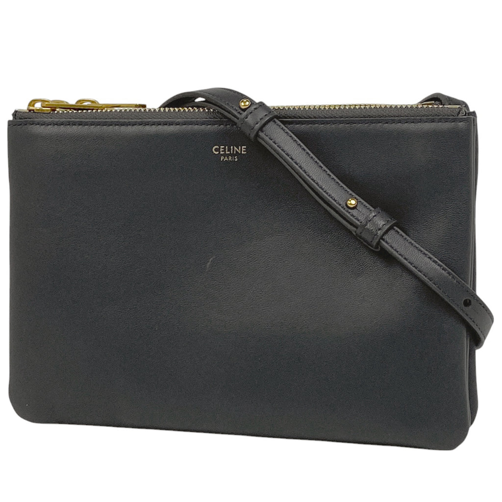 セリーヌ トリオ ショルダーバッグ スモール ショルダーバッグ レザー グレー レディース 【中古】brbag