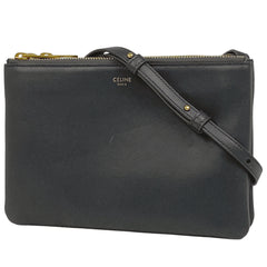セリーヌ トリオ ショルダーバッグ スモール ショルダーバッグ レザー グレー レディース 【中古】brbag