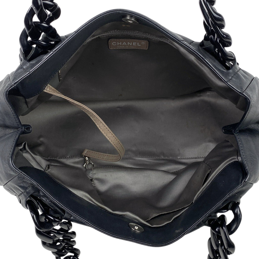 シャネル ココマーク プラチェーン トートバッグ ハンドバッグ トートバッグ レザー ブラック レディース 【中古】brbag