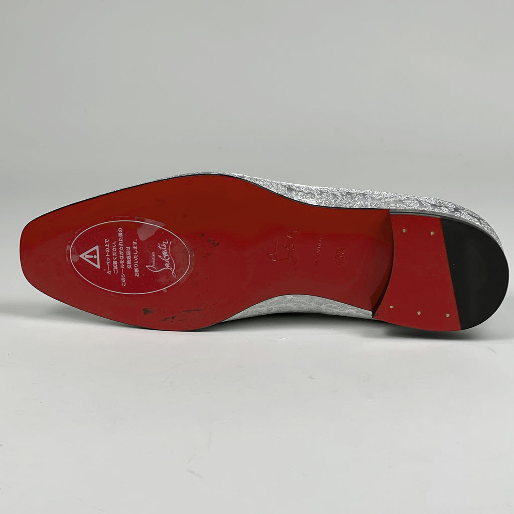 クリスチャンルブタン デザイン フラット ローファー グリッター 靴 その他靴 レザー シルバー メンズ 【中古】brapp