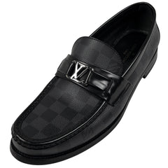 ルイ・ヴィトン メジャー ローファー ロゴ LV 靴 ローファー ダミエグラフィット ノワール(ブラック) メンズ 【中古】brapp