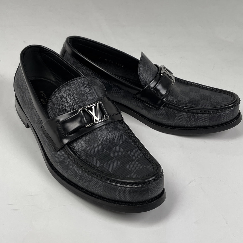 ルイ・ヴィトン メジャー ローファー ロゴ LV 靴 ローファー ダミエグラフィット ノワール(ブラック) メンズ 【中古】brapp
