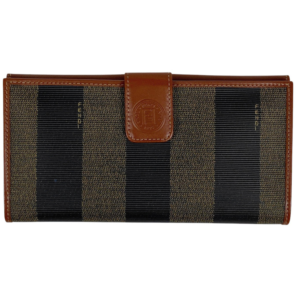 フェンディ ペカン柄 長財布 ズッカロゴ 長財布 コーティングキャンバス ブラック ブラウン 308060 レディース 【中古】brbag