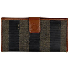 フェンディ ペカン柄 長財布 ズッカロゴ 長財布 コーティングキャンバス ブラック ブラウン 308060 レディース 【中古】brbag