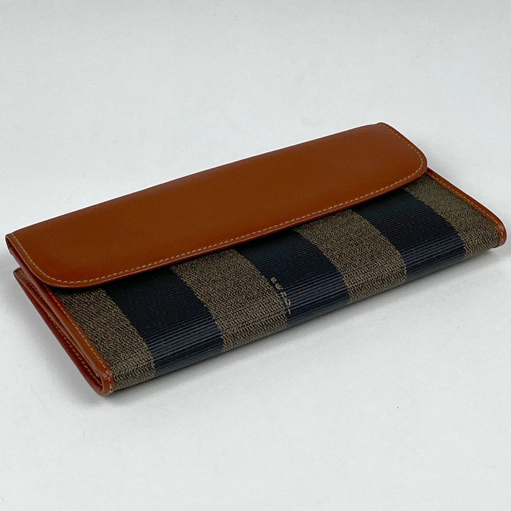 フェンディ ペカン柄 長財布 ズッカロゴ 長財布 コーティングキャンバス ブラック ブラウン 308060 レディース 【中古】brbag