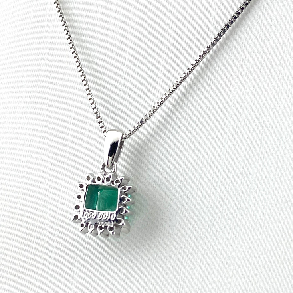 エメラルド デザインネックレス プラチナ ペンダント メレダイヤ ダイヤモンド ネックレス Pt900 Pt850 エメラルド レディース 【中古】nbjwl