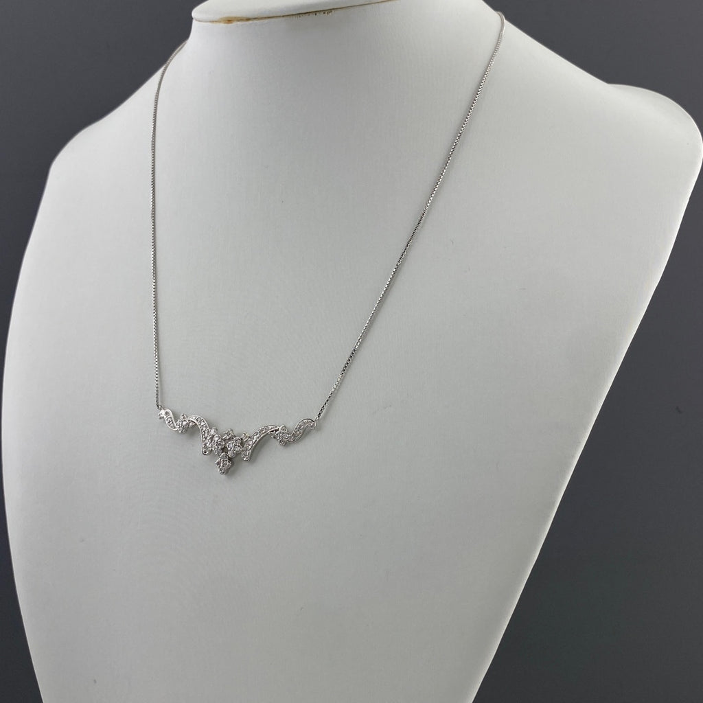 メレダイヤ デザインネックレス プラチナ ペンダント ネックレス Pt900 Pt850 ダイヤモンド レディース 【中古】nbjwl