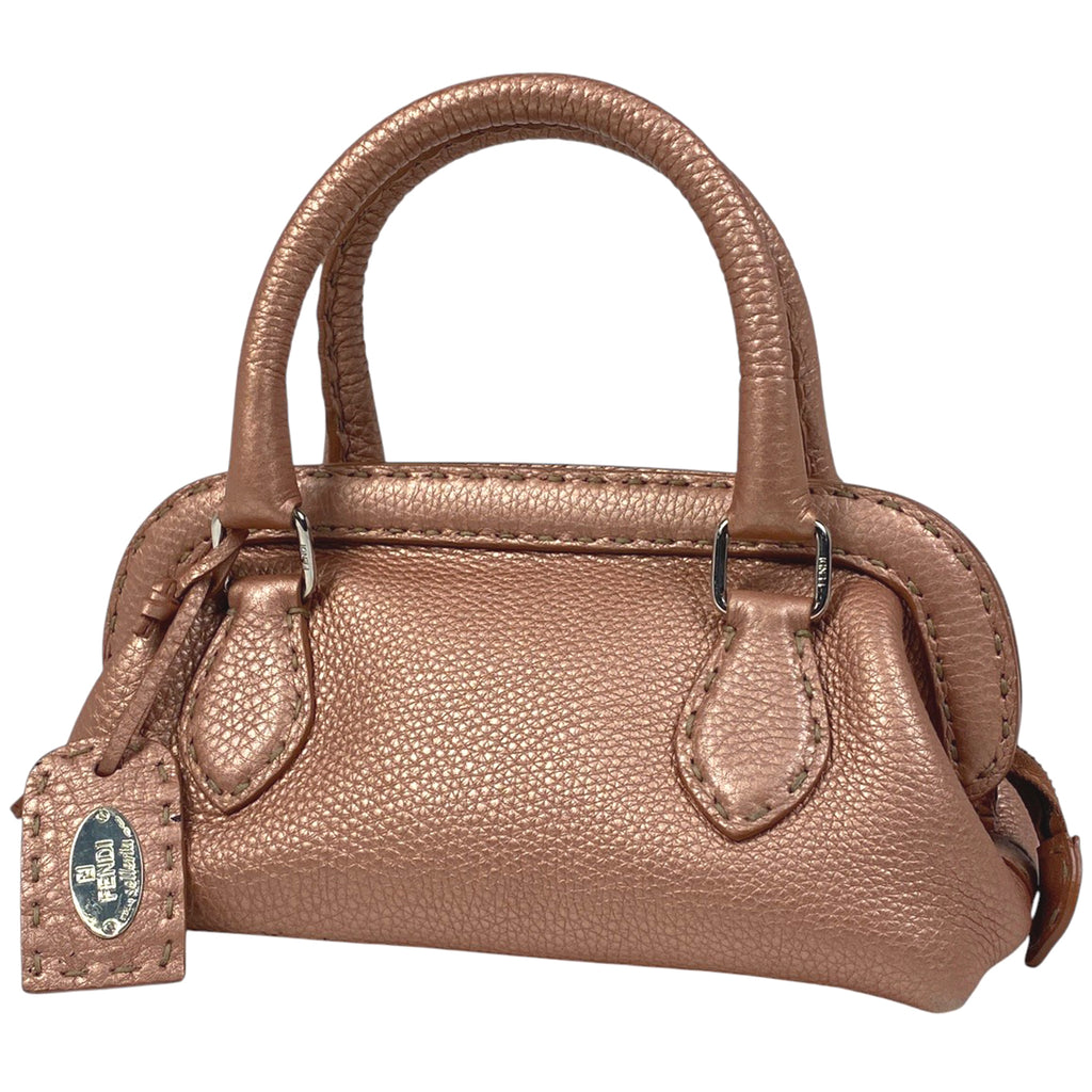 フェンディ セレリア ハンドバッグ ロゴ ハンドバッグ レザー メタリックピンク 8BN126 レディース 【中古】brbag