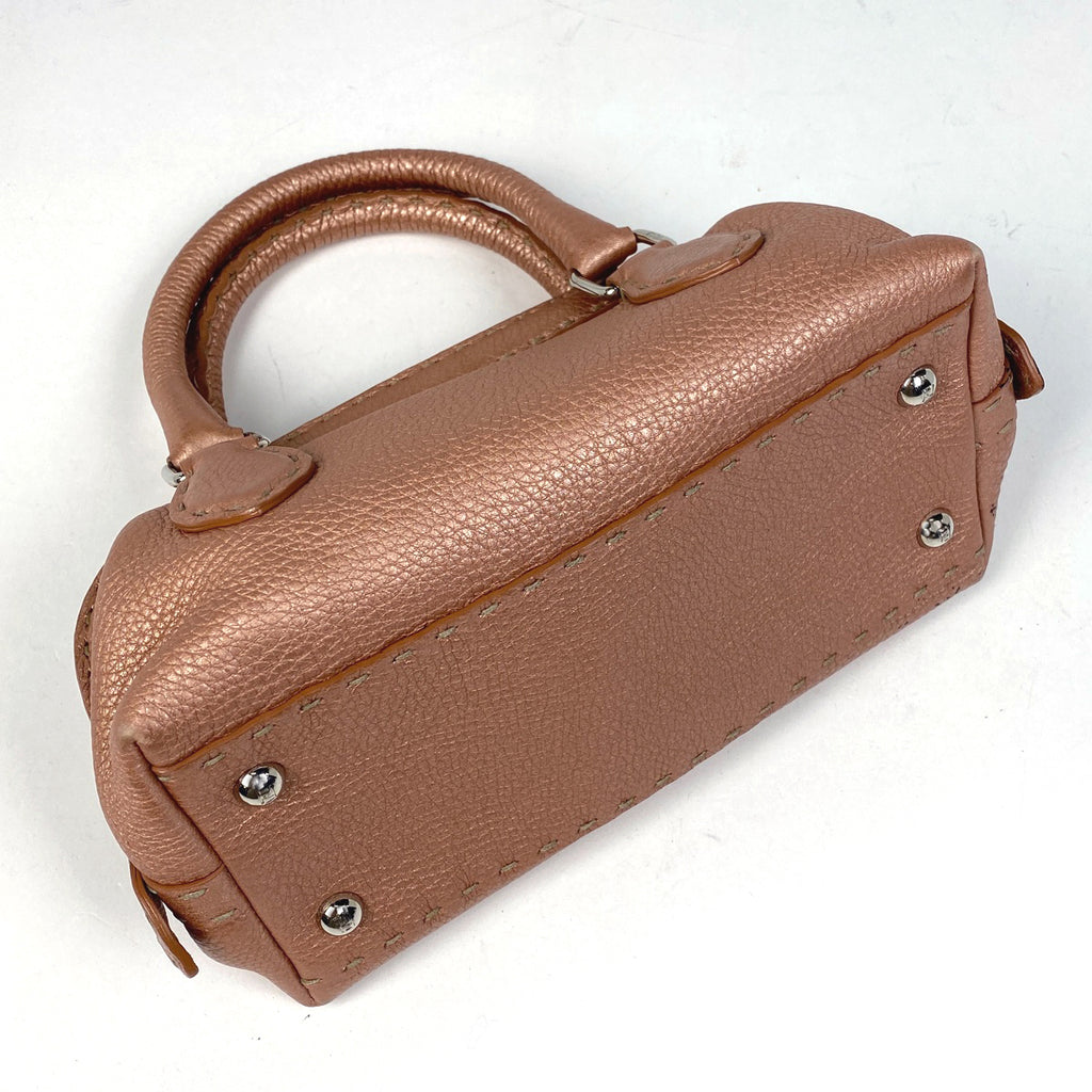 フェンディ セレリア ハンドバッグ ロゴ ハンドバッグ レザー メタリックピンク 8BN126 レディース 【中古】brbag