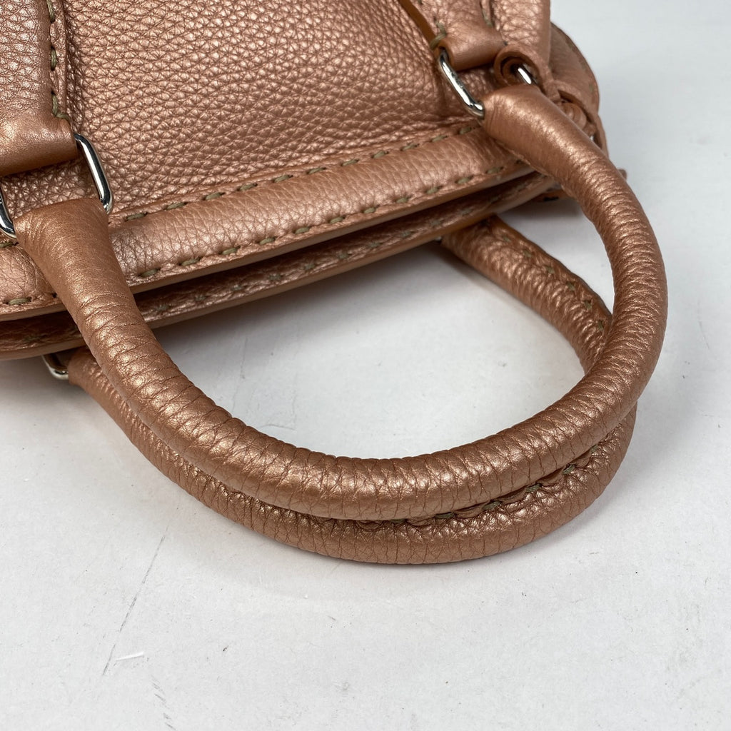 フェンディ セレリア ハンドバッグ ロゴ ハンドバッグ レザー メタリックピンク 8BN126 レディース 【中古】brbag