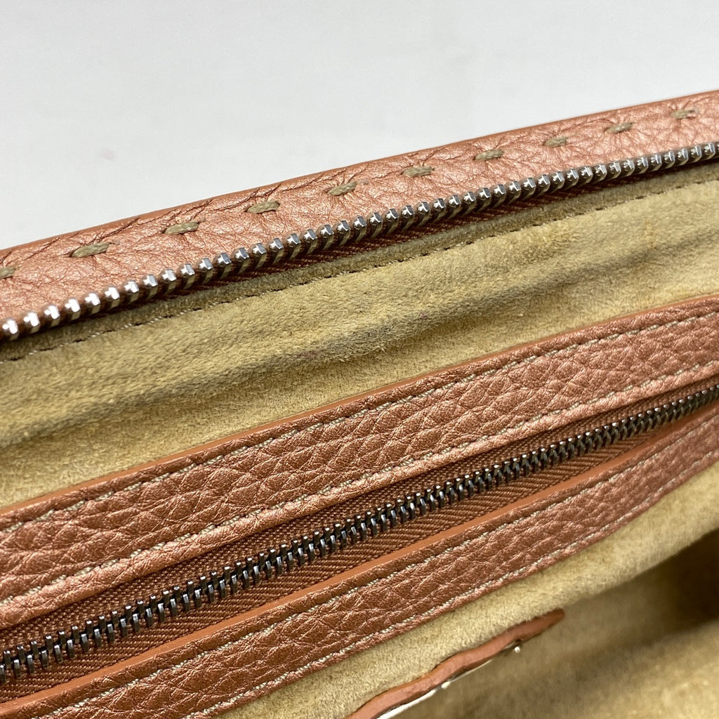 フェンディ セレリア ハンドバッグ ロゴ ハンドバッグ レザー メタリックピンク 8BN126 レディース 【中古】brbag