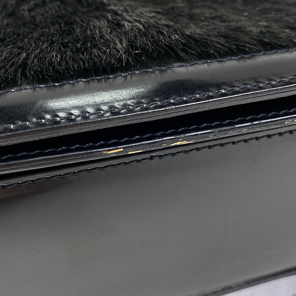 セリーヌ ロゴ ハンドバッグ プラハンドル ハンドバッグ ハラコ ブラック レディース 【中古】brbag