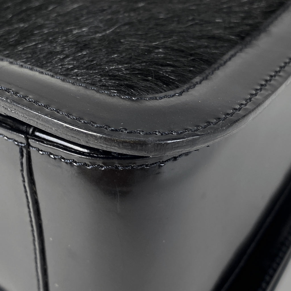 セリーヌ ロゴ ハンドバッグ プラハンドル ハンドバッグ ハラコ ブラック レディース 【中古】brbag