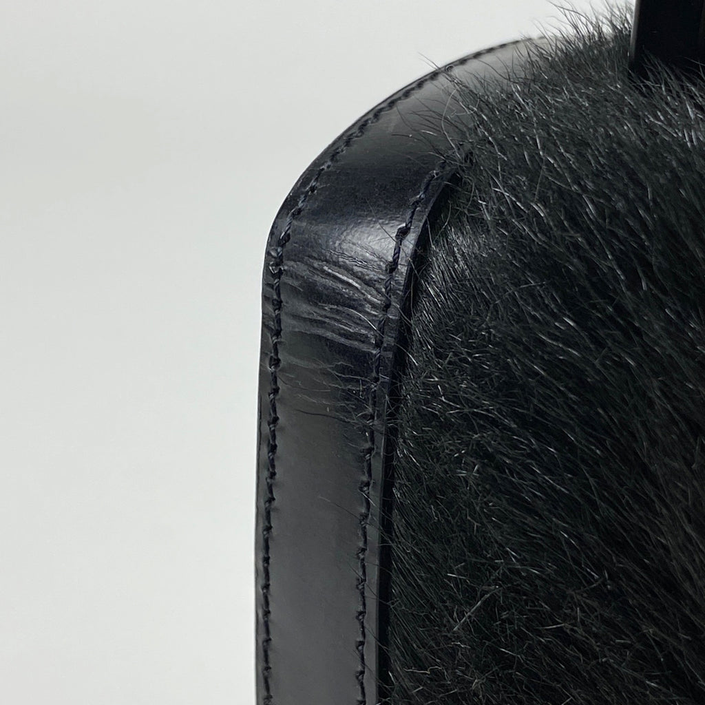 セリーヌ ロゴ ハンドバッグ プラハンドル ハンドバッグ ハラコ ブラック レディース 【中古】brbag