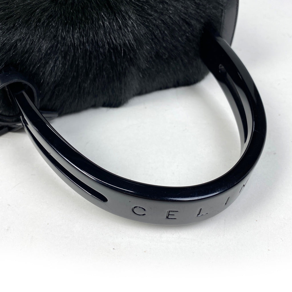 セリーヌ ロゴ ハンドバッグ プラハンドル ハンドバッグ ハラコ ブラック レディース 【中古】brbag