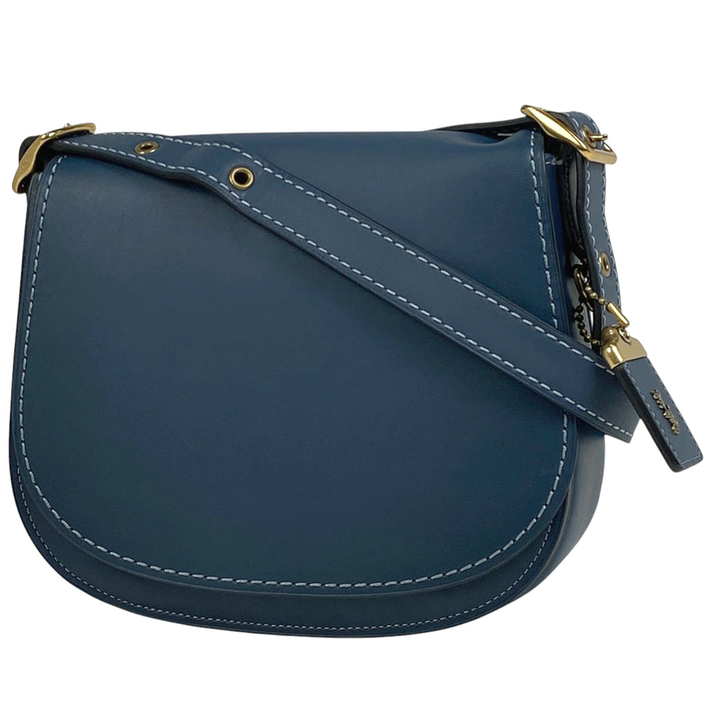 コーチ ロゴ ショルダーバッグ 斜め掛け ショルダーバッグ レザー ブルー 20115 レディース 【中古】brbag