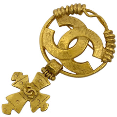 シャネル ココマーク ラウンド ブローチ 丸型 スイング ブローチ GP ゴールド  レディース 【中古】bracc