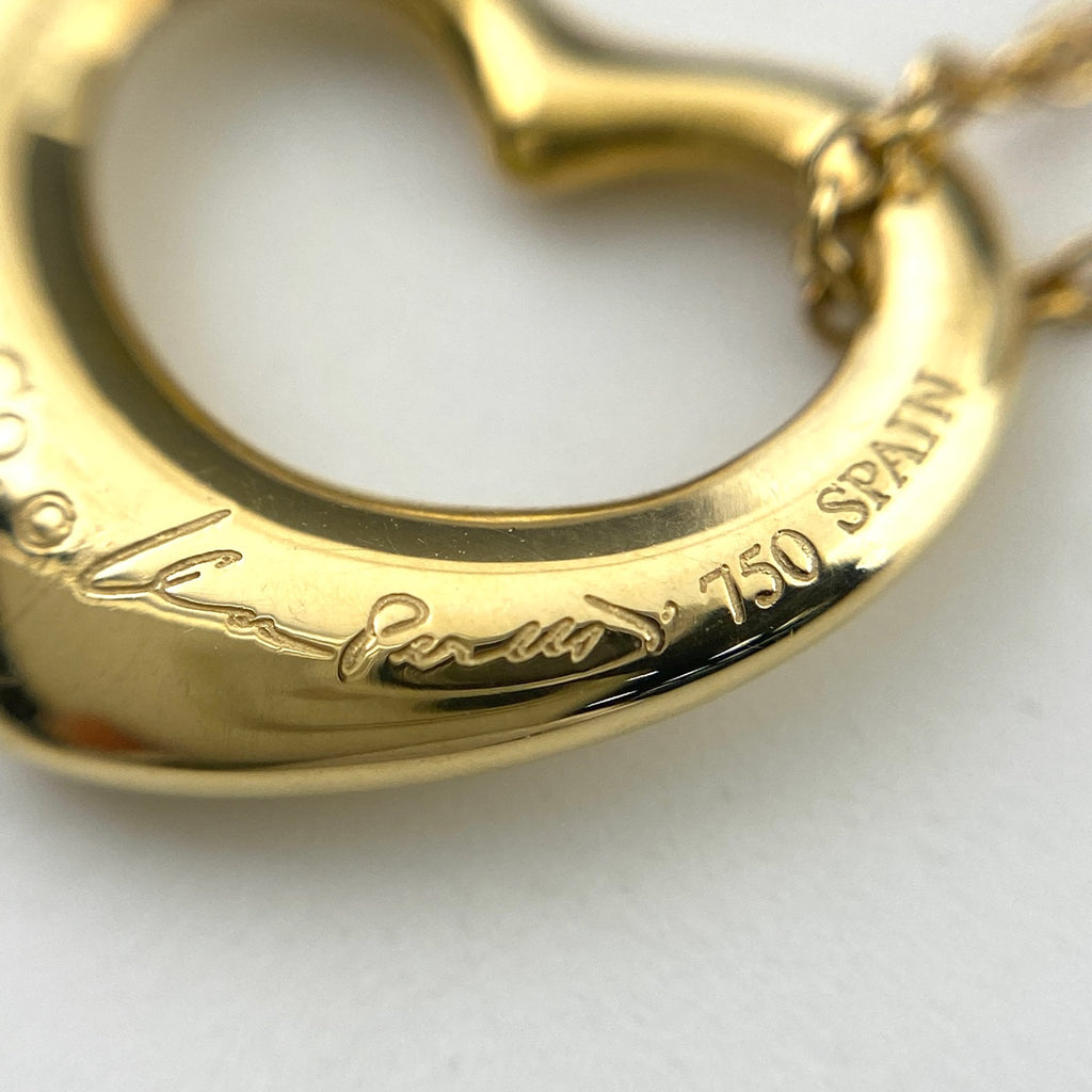 ティファニー オープン ハート ダイヤ ネックレス YG イエローゴールド ペンダント メレダイヤ ネックレス 750 レディース 【中古】brjwl