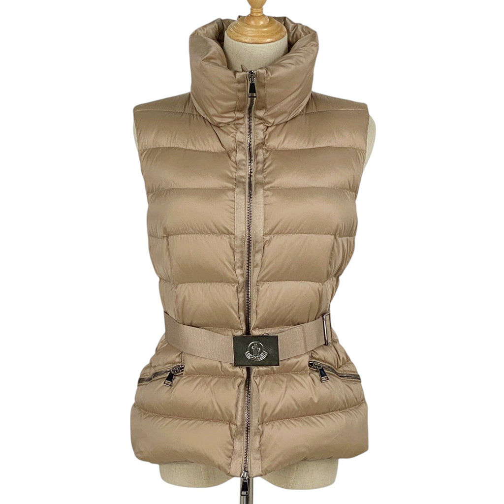 モンクレール ロゴベルト ダウンベスト TAREG GILET ダブルファスナー アウター ダウンベスト ベージュ レディース 【中古】brapp