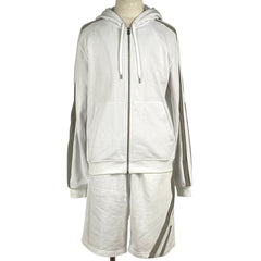 エルメス フーデッド ジップアップ パーカー セットアップ ランH ジャージ ハーフパンツ ショートパンツ 綿 ホワイト グレー メンズ 【中古】 brapp